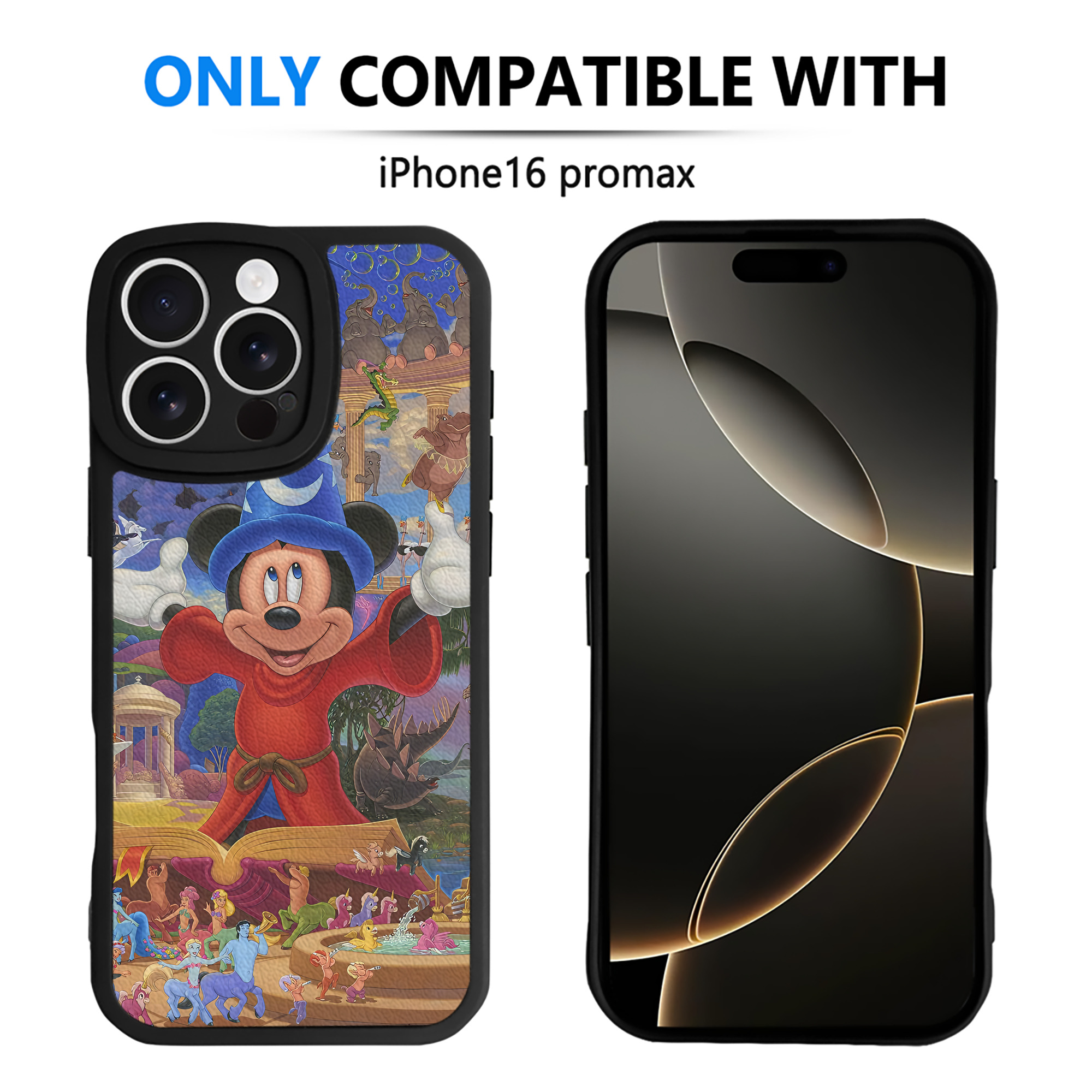 （画像用） ミッキーマウス Mickey Mouse 【iPhone 16シリーズ対応】シリコンスマホケース（レザー調） 材質：シリコン